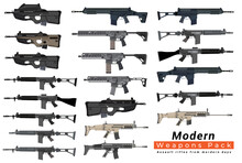 Modern Weapons Pack - Part 2, Assault Rifles - Ai Illustrator Vector