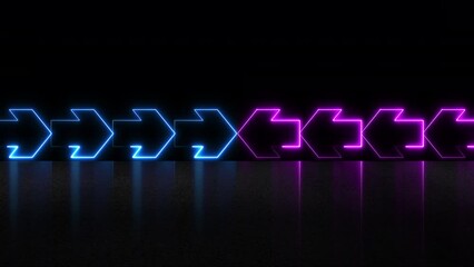 Poster - Outline neon arrows. Computer generated 3d render