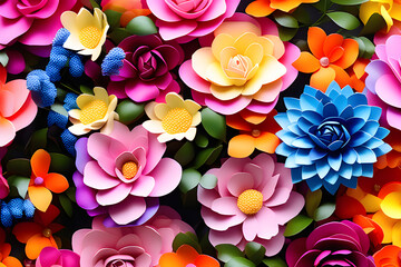 Wall Mural - a feast of bright flowers generative ai