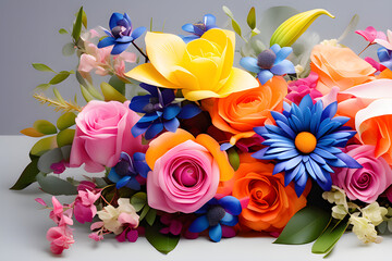 Wall Mural - a feast of bright flowers generative ai