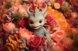 Leinwandbild Motiv shoot of baby dragon in flowers as a baby shoot