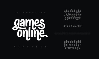 Leinwandbilder - Gamesonline creative modern urban alphabet font. Digital abstract moslem, futuristic, fashion, sport, minimal technology typography. Simple numeric vector illustration