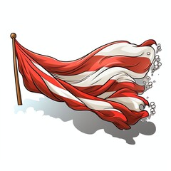 Wall Mural - an austrian flag in a comic, illustrative style auf; transparent background