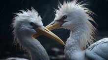 Generative AI Image Of Two Pelicans On A Rock