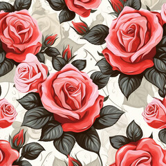 Poster - seamless pattern with roses