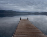 Fototapeta Pomosty - Scenic View of  a dock on a winters day at Lake Jocasse, in Oconee Pickens - South Carolina