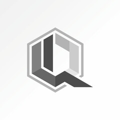 Poster - Logo design graphic concept creative premium abstract vector stock unique initial letter IQ font on hexagon line. Related to monogram tech typography