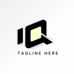 Poster - Logo design graphic concept creative premium abstract vector stock unique initial letter IQ font with shadow. Related to monogram tech 3D typography