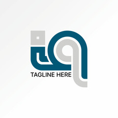 Poster - Logo design graphic concept creative premium abstract vector stock unique initial letter IQ font double two lines. Related to monogram tech typography