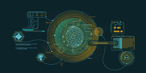 Exploration interface by sci-fi infographics.