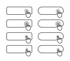 Poster - Set of Black and White Clicking Hand Icons for Web Buttons - Vector Illustration