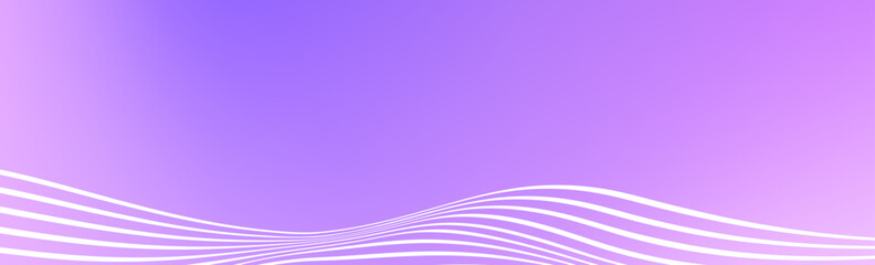 Poster - Abstract wave lines on purple gradient background. Wide banner with curve liquid stripes. Frame border concept for footer, poster, brochure, website, cover, header, flyer. Violet fluid vector footer