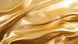 Fototapeta  - Close up view of a luxurious gold satin fabric