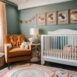 © Ai.Art.Creations - A colorful and playful nursery with animal-themed decor, cribs, and vibrant wall art1