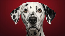 A Dalmatian Dog With A Red Background