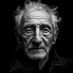 Sticker - Dramatic black and white portrait of an elderly person