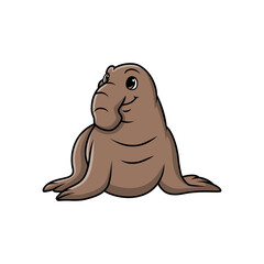 Wall Mural - Cute bull elephant seal cartoon on white background