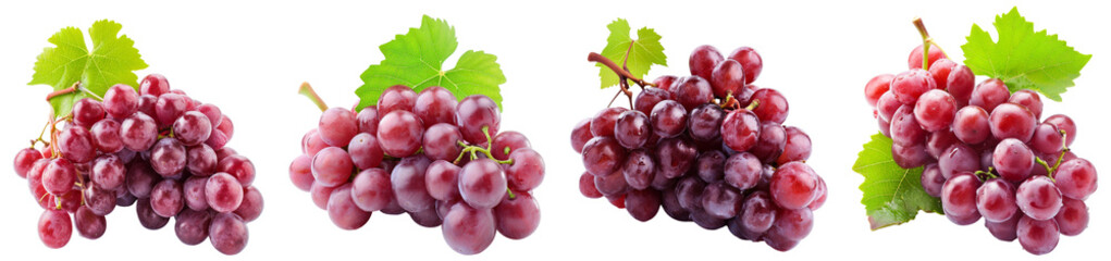 Wall Mural - Bunch of red grapes collection. PNG image