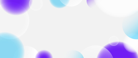 Wall Mural - Soft matte sphere background. Blue, purple, white floating bubble ball wallpaper. Blur gradient circle backdrop. Vector horizontal design template for banner, poster, presentation, brochure, leaflet