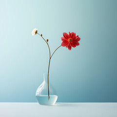 Wall Mural - A minimalist shot of a single flower in a vase