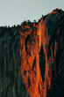 Horse tail waterfall in Yosemite national park glowing in sunset light in February, Fire fall, California, USA