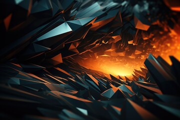 Poster - Abstract 3d rendering of chaotic geometric shapes. Futuristic background design, Modern digital abstract 3D background, AI Generated