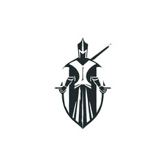 Canvas Print - Design of minimalist logo featuring a knight in black 