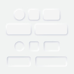 Poster - White and gray color buttons. Neomorphism design style white buttons. Vector.