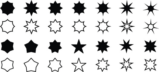 Wall Mural - Set of different star icons. Star icon. Star vector collection. Modern simple stars. Vector illustration.