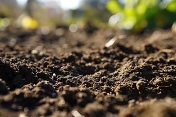 Freshly tilled soil texture in a garden.