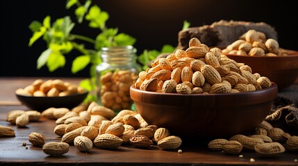 Wall Mural - Peanut Arachis hypogaea is leguminoceae family are rich in oils, protein, vitamins, and other bioactive