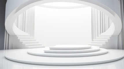 Poster - abstract white light on wall background for display product. mockup with blank empty podium scene co