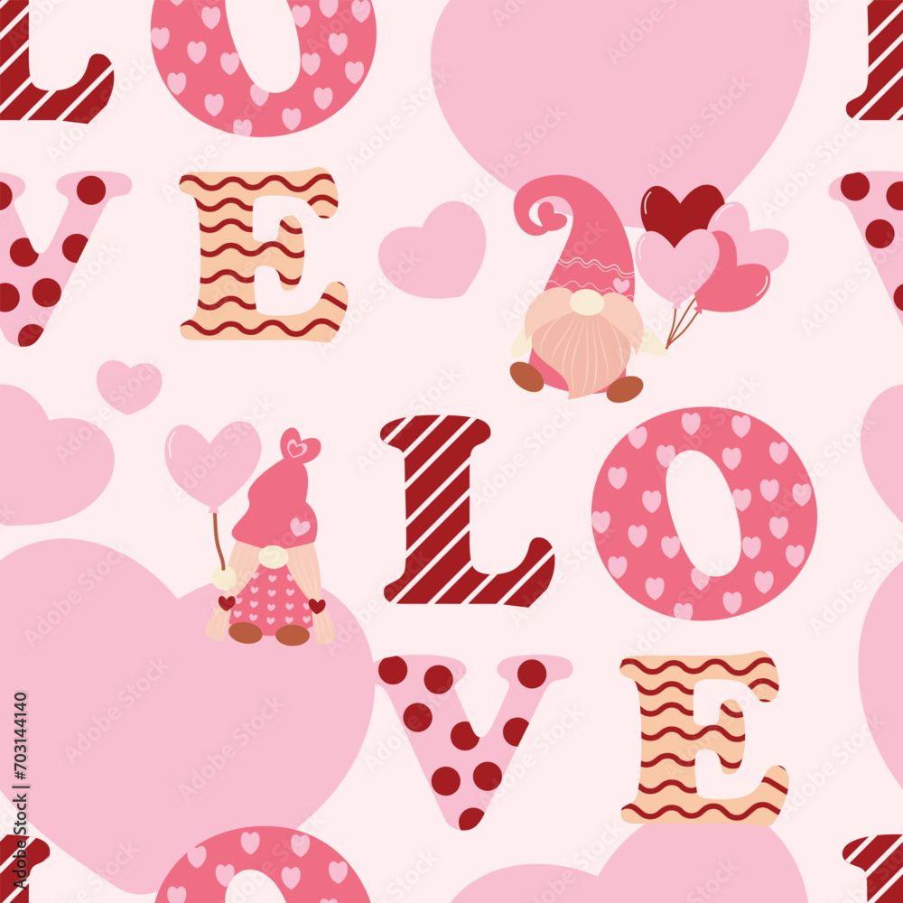 love with gnomes seamless pattern vector illustration for decoration ...
