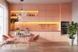 Step into brilliance with this contemporary kitchen, awash in peach fuzz colors that infuse warmth. 