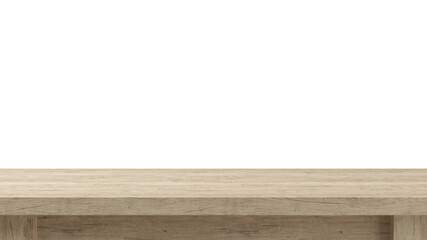 Poster - empty space old wooden table top surface object isolated on empty background for interior design ele