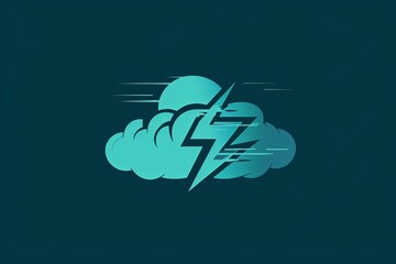 Logo depicting a storm cloud and lightning bolt, monochromatic in shades of turquoise and cyan