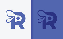 Abstract Initial Letter R Logo Design Combined With Minimalist Rabbit Head Design Concept. Vector Logo Illustration.