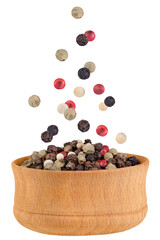 Sticker - Levitation of peppercorns isolated on transparent background.