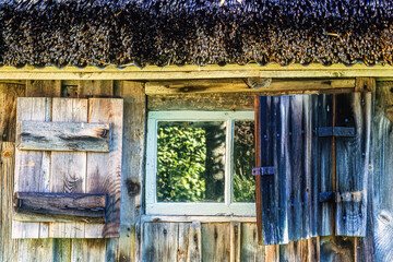 Canvas Print - Old croft with reflections in the window