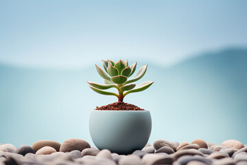 Poster - A minimalistic space featuring a serene succulent, offering calmness in simplicity.