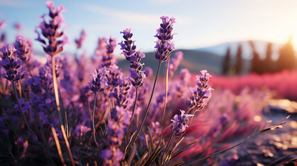 Poster - A landscape of lavender in a lullaby of minimalistic charm, evoking calmness.
