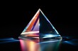 Glass 3D prism with refracting light beam