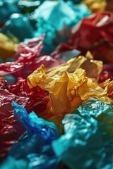 Aufkleber - A pile of crumpled paper sitting on top of a table. Ideal for creative projects and office-related concepts