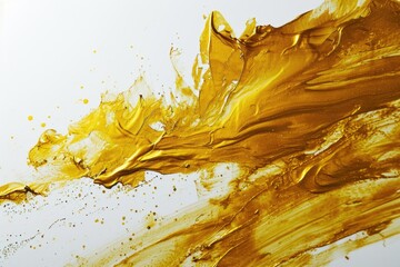 Poster - A detailed close-up of a painting featuring rich gold paint. Perfect for adding a touch of luxury and elegance to any project