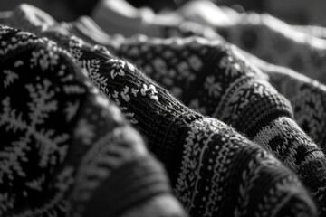 Poster - A simple black and white photo of a blanket. Suitable for various uses