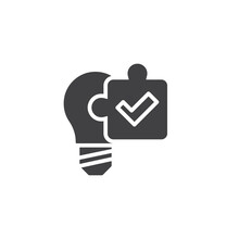 Light Bulb And Puzzle With Check Mark Vector Icon