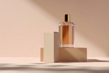 Poster - A bottle of perfume sitting on top of a box. Perfect for product advertisements or beauty and fashion blogs