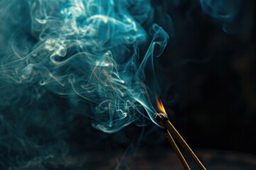 Wall Mural - A close-up image of a lit matchstick with smoke billowing out. Perfect for illustrating concepts of fire, ignition, danger, or starting something new