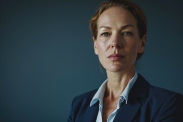 Aufkleber - A woman wearing a blue jacket and white shirt