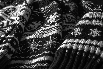 Poster - A black and white photo of a sweater. Suitable for fashion-related projects or winter-themed designs
